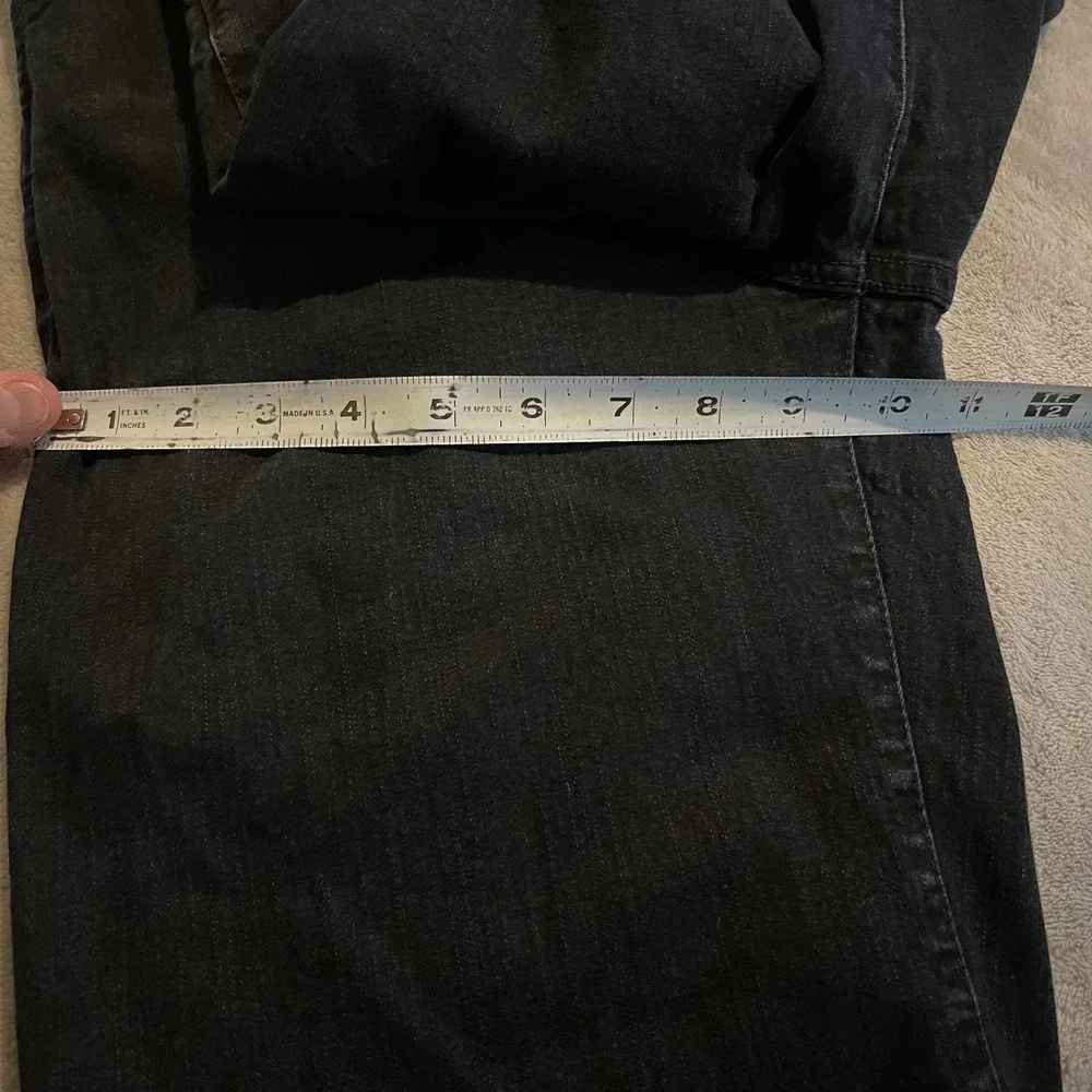 NYDJ Tummy Tuck Jeans Womens 10 Black Wide Leg Flare High Rise Denim 31x32